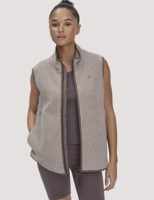hessnatur Loungewear Fleece Weste Regular ACTIVE LIGHT aus Bio-Baumwolle - beige
