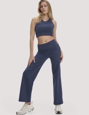 hessnatur Loungewear Hose Wide Leg ACTIVE COMFORT aus Bio-Baumwolle - blau