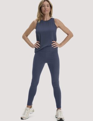hessnatur Loungewear Leggings High Waist ACTIVE COMFORT aus Bio-Baumwolle - blau