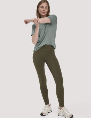 hessnatur Loungewear Leggings Medium Cut ACTIVE LIGHT aus Bio-Baumwolle - grün