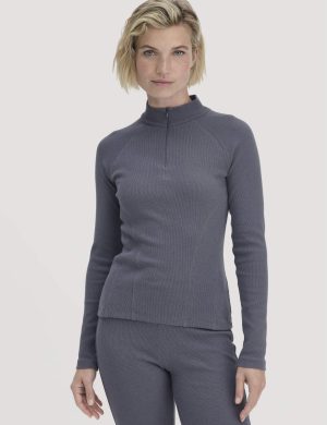 hessnatur Loungewear Longsleeve Fitted BETTER RECYCLING aus Bio-Baumwolle - blau