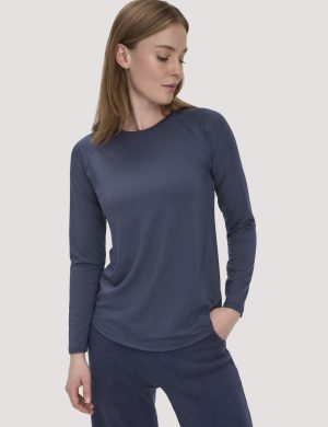 hessnatur Loungewear Longsleeve Regular ACTIVE COMFORT aus TENCEL™ Lyocell - blau