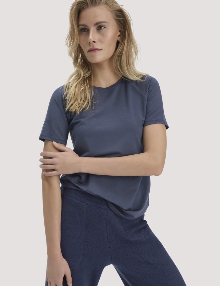 hessnatur Loungewear T-Shirt Regular ACTIVE COMFORT aus TENCEL™ Lyocell - blau