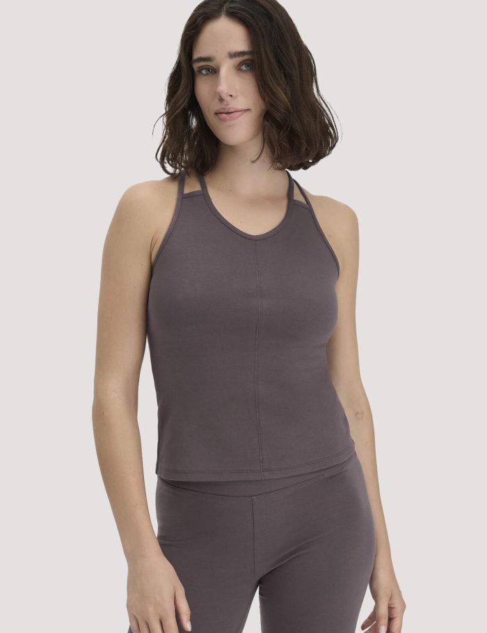 hessnatur Loungewear Top Fitted ACTIVE COMFORT aus Bio-Baumwolle - braun