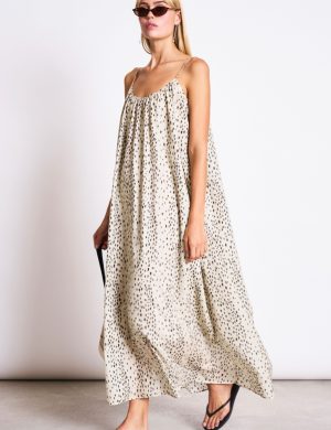 Kleid Tova Maxi Dalmatian Dots Off White