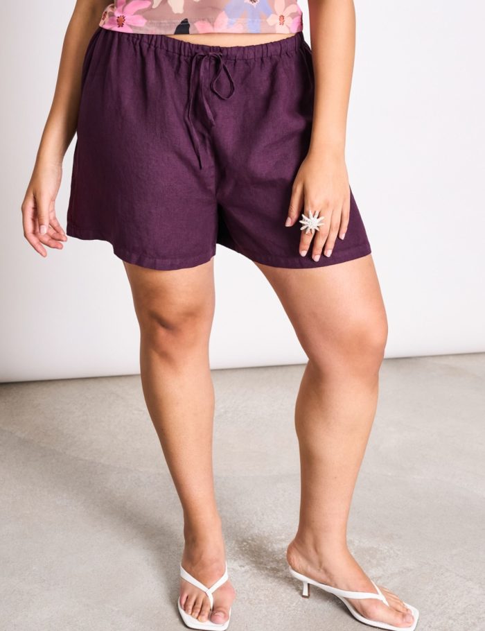 Shorts Marum Drawstring Linen Weinrot