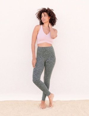 Jaya MALI - Damen - Perfekt sitzende High-Rise Leggings mit Allover-Zebra Print aus elastischer Biobaumwolle mit doppelter Taillenparti