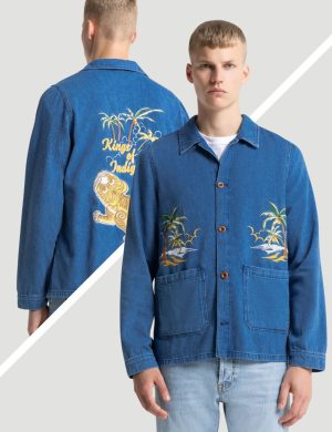 Jeansjacke Duncan Embroidery Blau