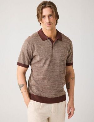 KnowledgeCotton Apparel Gestricktes Kurzarm-Poloshirt aus Bio-Baumwolle