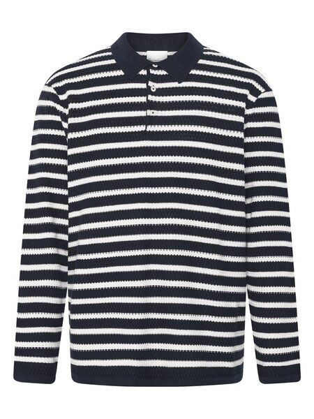 KnowledgeCotton Apparel Gestricktes Langarm-Poloshirt mit Streifen aus Bio-Baumwolle KnowledgeCotton Apparel Gestricktes Langarm-Poloshirt mit Streifen aus Bio-Baumwolle