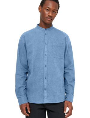 Hemd Flannel Stehkragen Melange