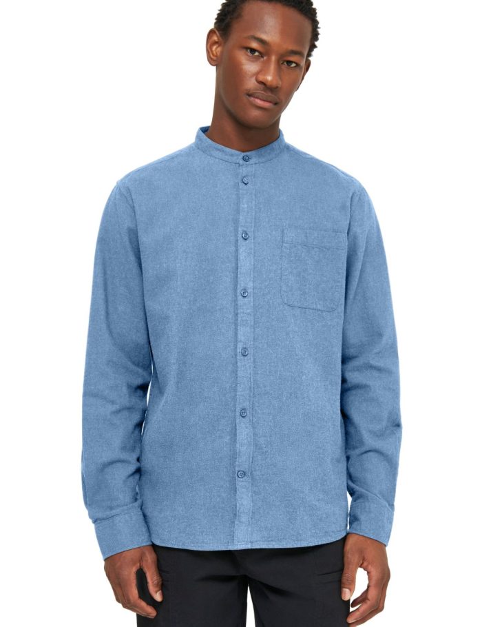 Hemd Flannel Stehkragen Melange