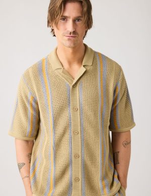 Hemd Knitted Regular Striped Beige