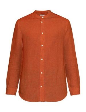 KnowledgeCotton Apparel Hemd mit Stehkragen aus Bio-Leinen