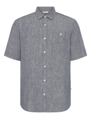 Hemd Regular Linen Short Sleeve Blau