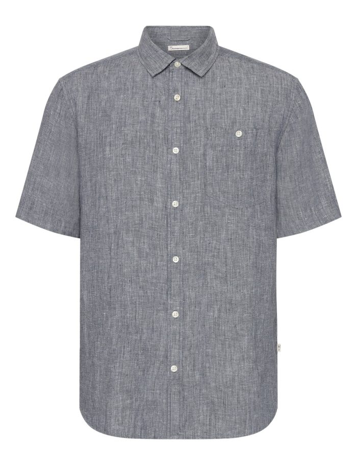 Hemd Regular Linen Short Sleeve Blau