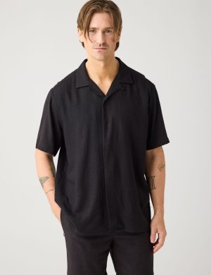 Hemd Relaxed Linen Mix Schwarz