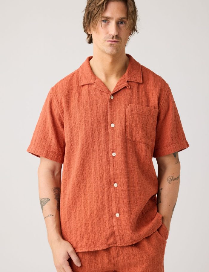 Hemd Structure Short Sleeve Orange