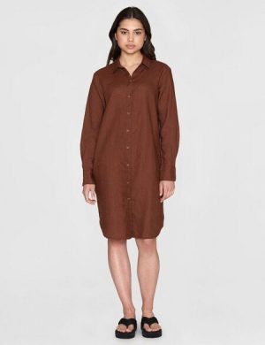 KnowledgeCotton Apparel Leinen- Hemdkleid - Classic linen dress - GOTS/Vegan