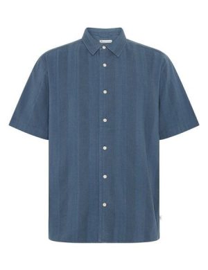 KnowledgeCotton Apparel Lockeres Kurzarmshirt mit Struktur aus Bio-Baumwolle