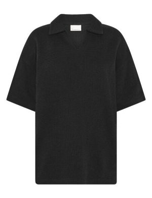 KnowledgeCotton Apparel Poloshirt mit Waffle-Struktur und Split-Kragen aus Bio-Baumwolle