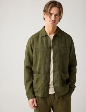 KnowledgeCotton Apparel Regular-Overshirt Hemd aus Bio-Leinen- GOTS/Vegan