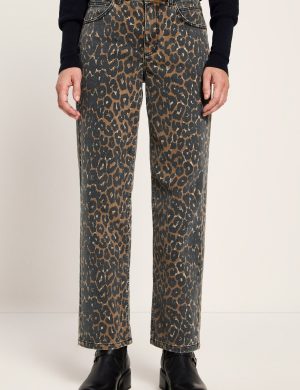 Jeans Relaxed Leo Print Braun