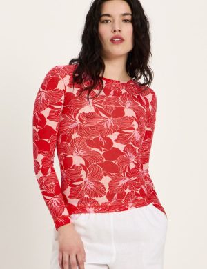 Langarmshirt Print Bloom Red