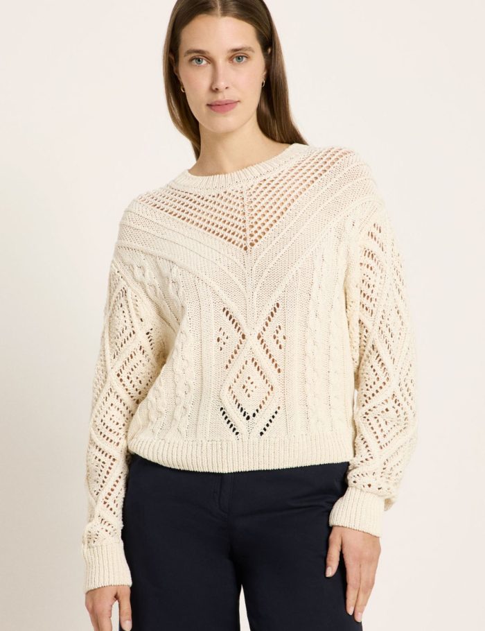 Pullover Lochstrick Off White Pullover Lochstrick Off White