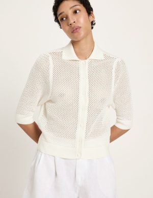 Strickjacke Kurzarm Off White | Lanius x Marie ...