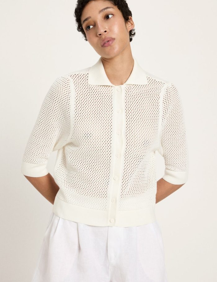 Strickjacke Kurzarm Off White | Lanius x Marie ...