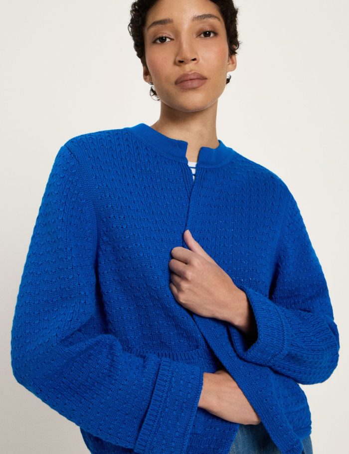 Strickjacke Struktur Blau