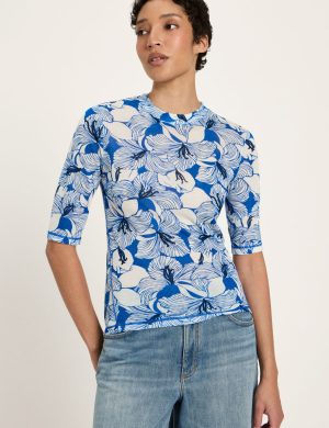 T-Shirt Stehkragen Print Bloom