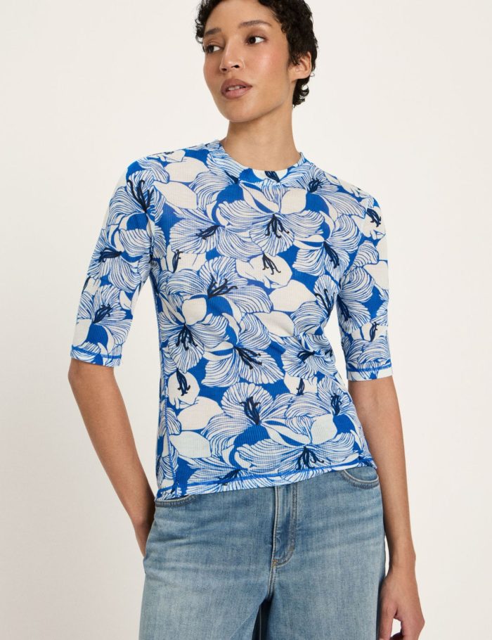 T-Shirt Stehkragen Print Bloom
