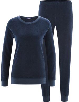 LIVING CRAFTS - Damen Frottee-Schlafanzug - Blau