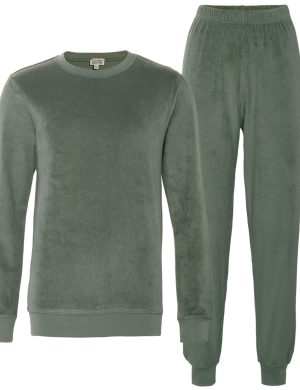 LIVING CRAFTS - Damen Frottee-Schlafanzug - Grün