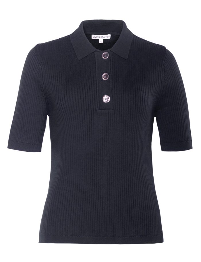 LIVING CRAFTS - Damen Polo-Pullover - Blau LIVING CRAFTS - Damen Polo-Pullover - Blau