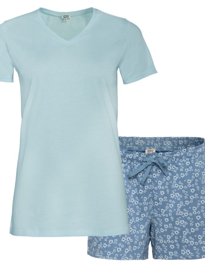 LIVING CRAFTS - Damen Pyjama-Shorts, Set - Blau