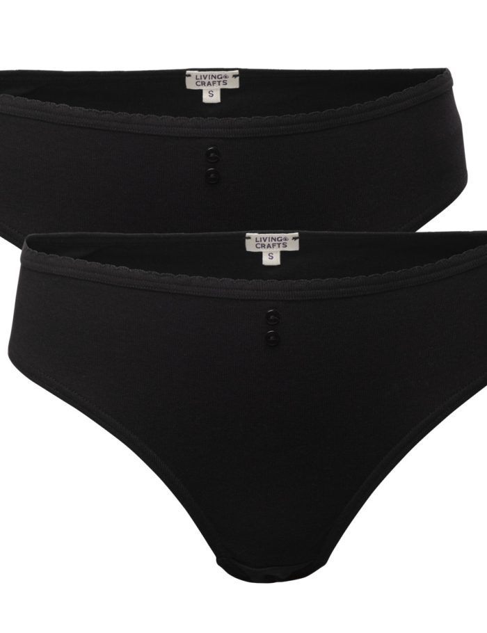 LIVING CRAFTS - Damen Slip, 2er-Pack - Schwarz