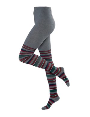 LIVING CRAFTS - Damen Strumpfhose - Gemustert (80% Bio-Baumwolle; 18% Polyamid (recycelt); 2% Elasthan), Nachhaltige Mode, Bio Bekleidung