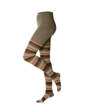 LIVING CRAFTS - Damen Strumpfhose - Gestreift (80% Bio-Baumwolle; 18% Polyamid (recycelt); 2% Elasthan), Nachhaltige Mode, Bio Bekleidung