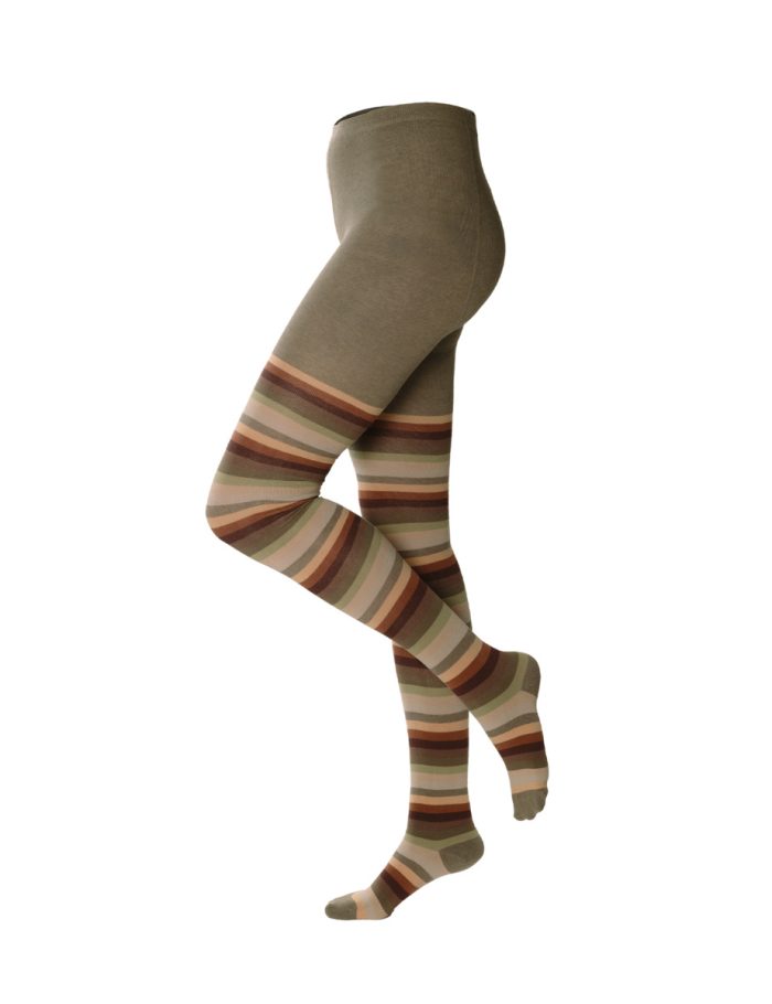LIVING CRAFTS - Damen Strumpfhose - Gestreift (80% Bio-Baumwolle; 18% Polyamid (recycelt); 2% Elasthan), Nachhaltige Mode, Bio Bekleidung