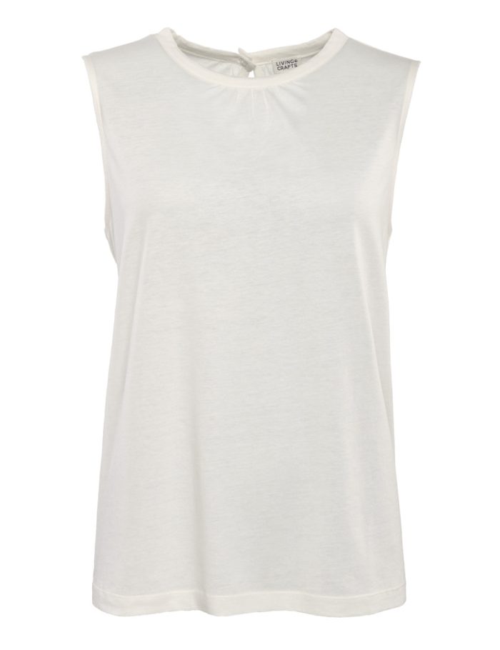 LIVING CRAFTS - Damen Top - Weiß (52% Bio-Baumwolle; 48% Viskose (Bambus)), Nachhaltige Mode, Bio Bekleidung LIVING CRAFTS - Damen Top - Weiß (52% Bio-Baumwolle; 48% Viskose (Bambus)), Nachhaltige Mode, Bio Bekleidung