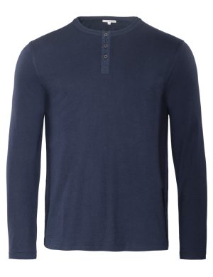 LIVING CRAFTS - Herren Henley Shirt - Blau