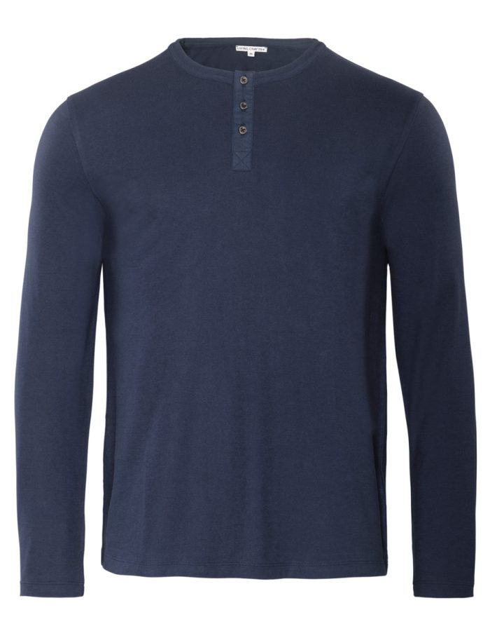 LIVING CRAFTS - Herren Henley Shirt - Blau