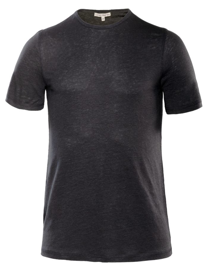 LIVING CRAFTS - Herren Leinen T-Shirt - Schwarz