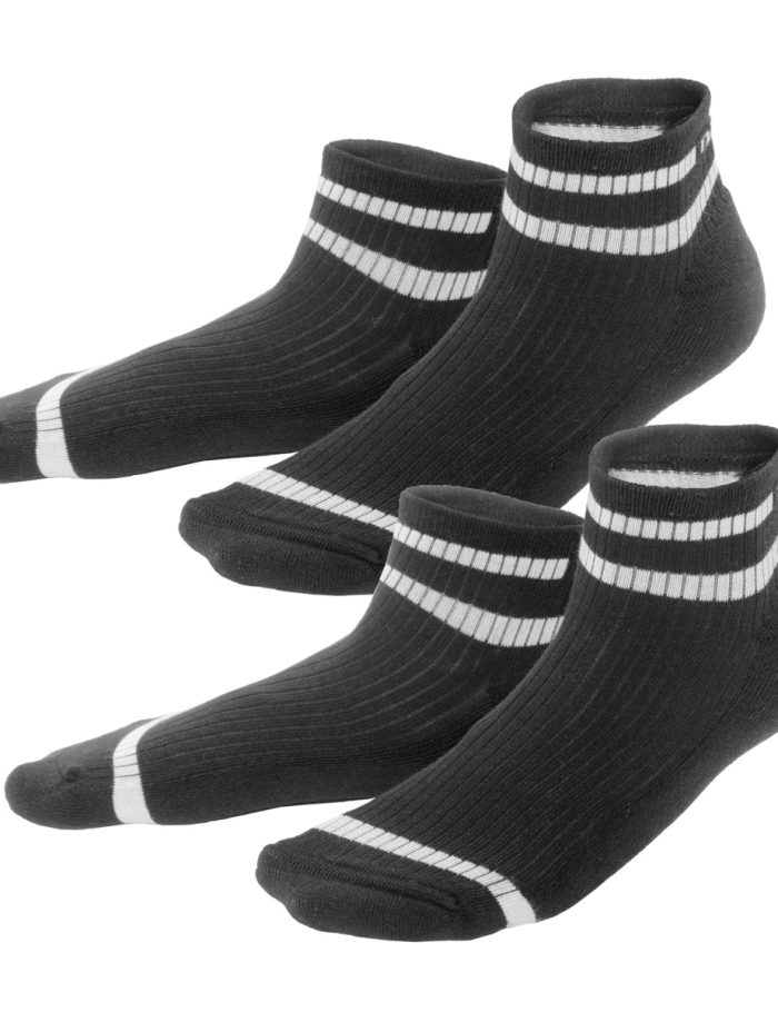 LIVING CRAFTS - Unisex Hohe Sneaker-Socken, 2er Pack - Schwarz (92% Bio-Baumwolle; 7% Polyamid (recycelt); 1% Elasthan), Nachhaltige Mode, Bio Bekleidung