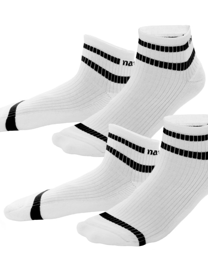 LIVING CRAFTS - Unisex Hohe Sneaker-Socken, 2er Pack - Weiß (92% Bio-Baumwolle; 7% Polyamid (recycelt); 1% Elasthan), Nachhaltige Mode, Bio Bekleidung