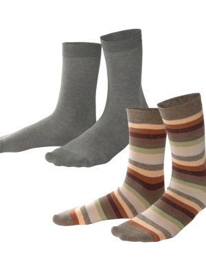 LIVING CRAFTS - Unisex Socken, 2er Pack - Gestreift