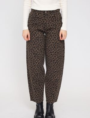 Hose Denim Leo Barrel Braun